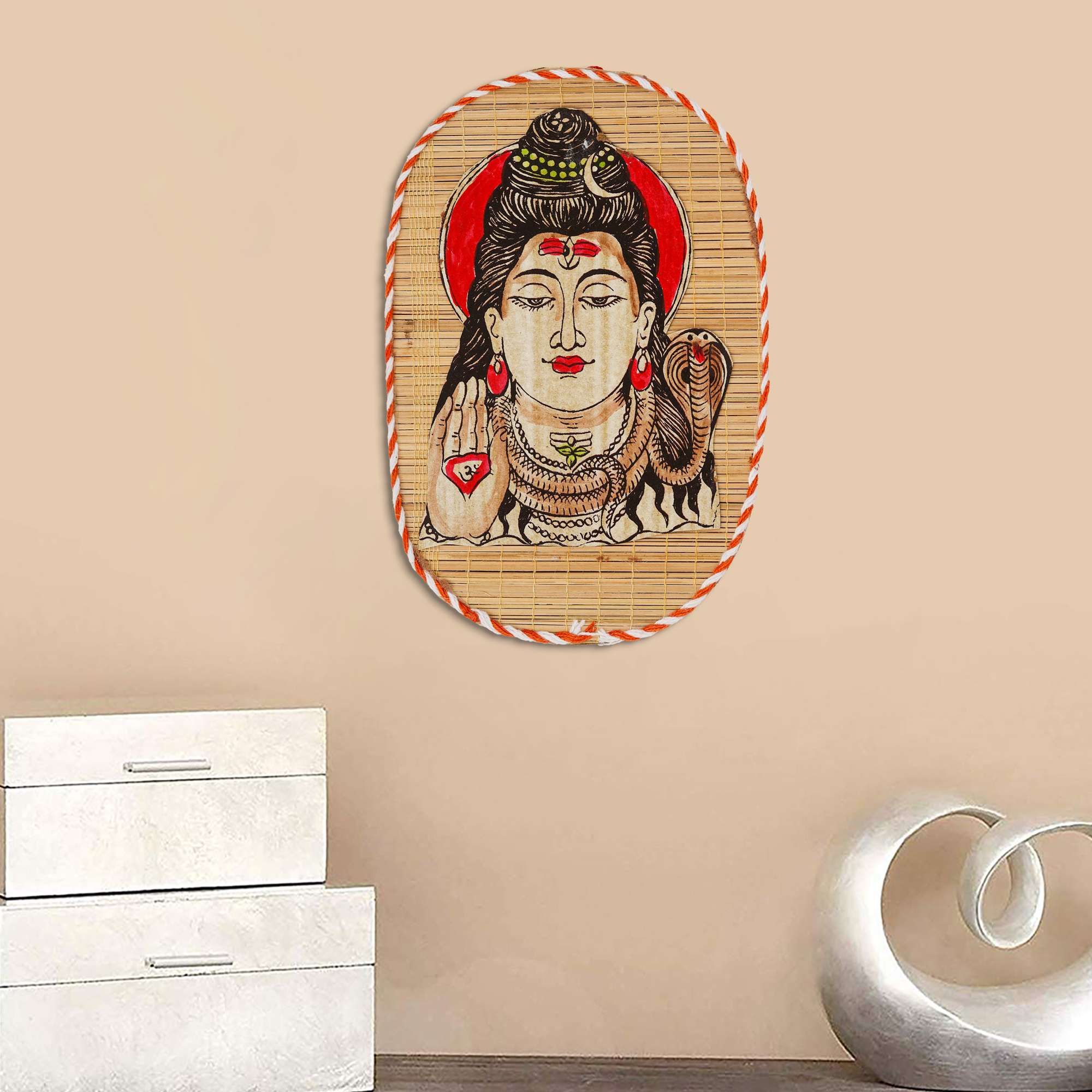 Bamboo Handcrafted Wall Hangings Of Lord Shiva For Home Decor | Bamboo Art For Wall Decor Painting - Image 4
