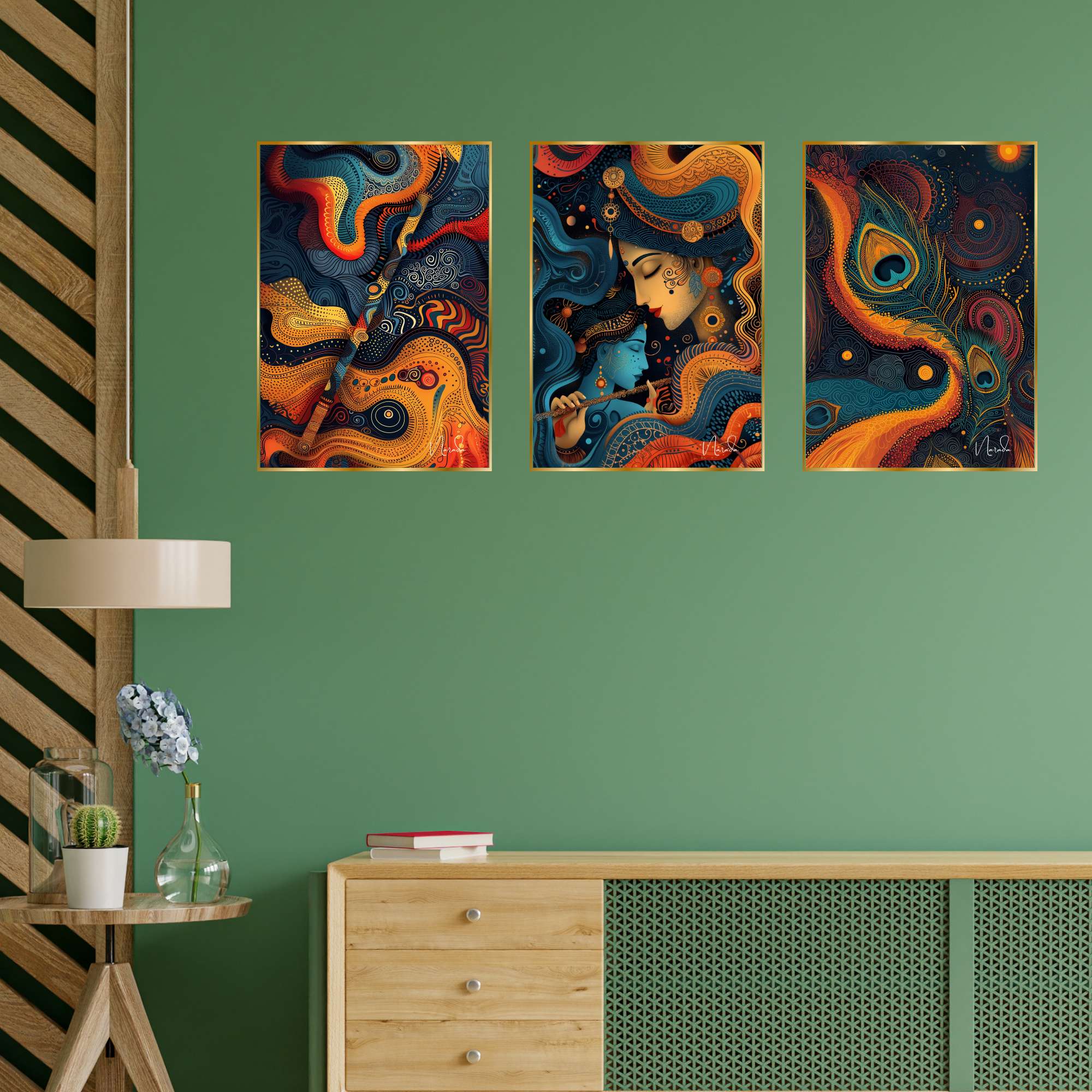 Set of Three Wall Paintings for Wall Decoration Golden Framed Wall Paintings for Living Room & Bedroom Wall Art for Home Decoration & Office Wall Décor (18x12 inch CH-GD3-3) - Image 2