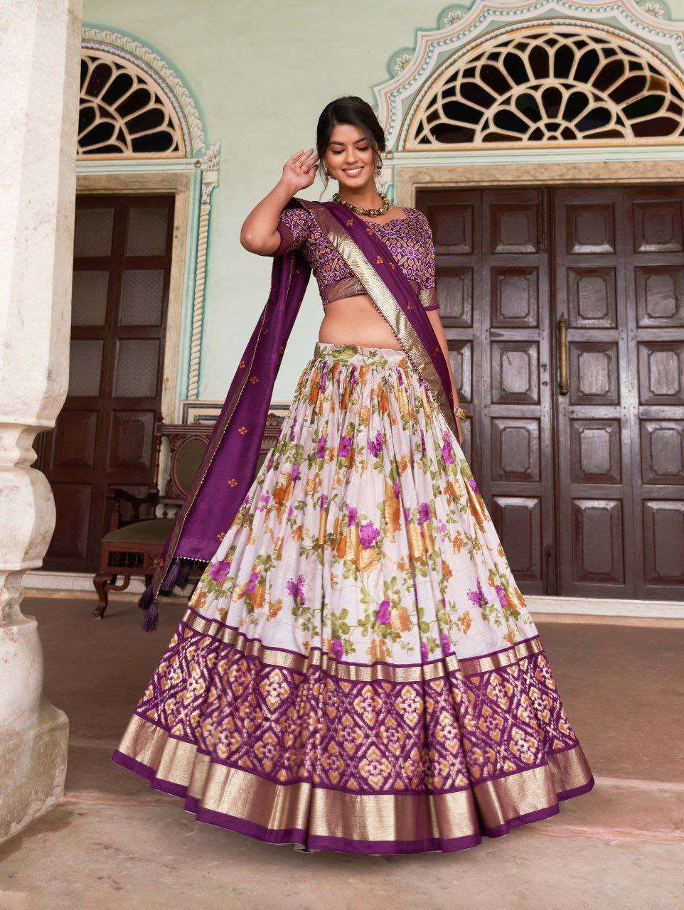 Women's Tussar Silk Patola Print Lehenga Choli with Dupatta | Foil Work Stitched Lehenga Set - Image 4