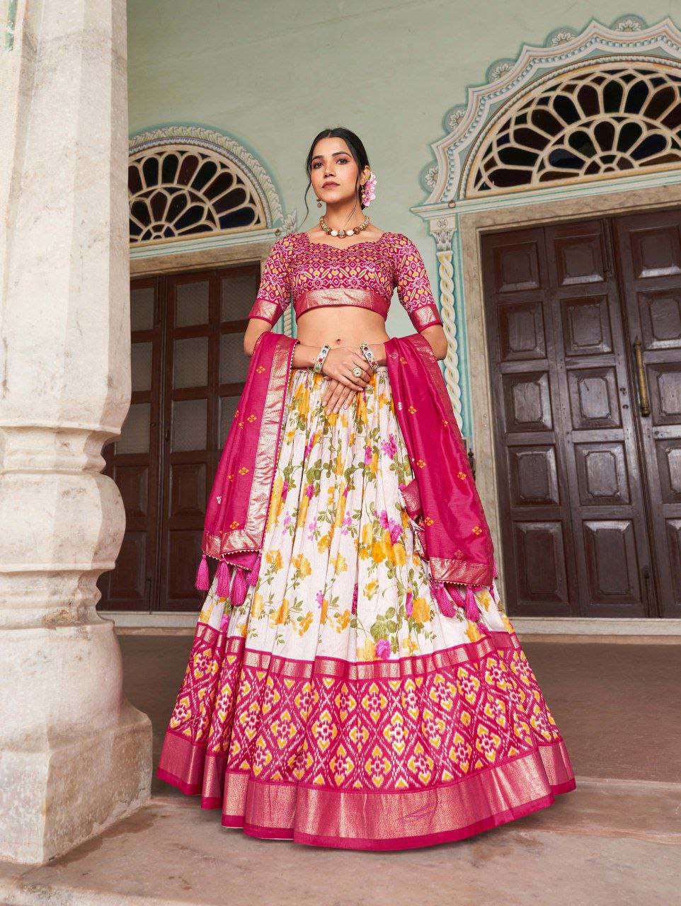 Women's Tussar Silk Patola Print Lehenga Choli with Dupatta | Foil Work Stitched Lehenga Set - Image 5