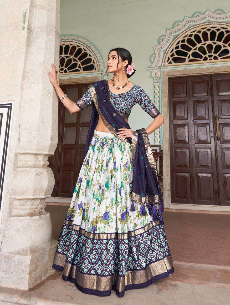 Women's Tussar Silk Patola Print Lehenga Choli with Dupatta | Foil Work Stitched Lehenga Set - Image 10