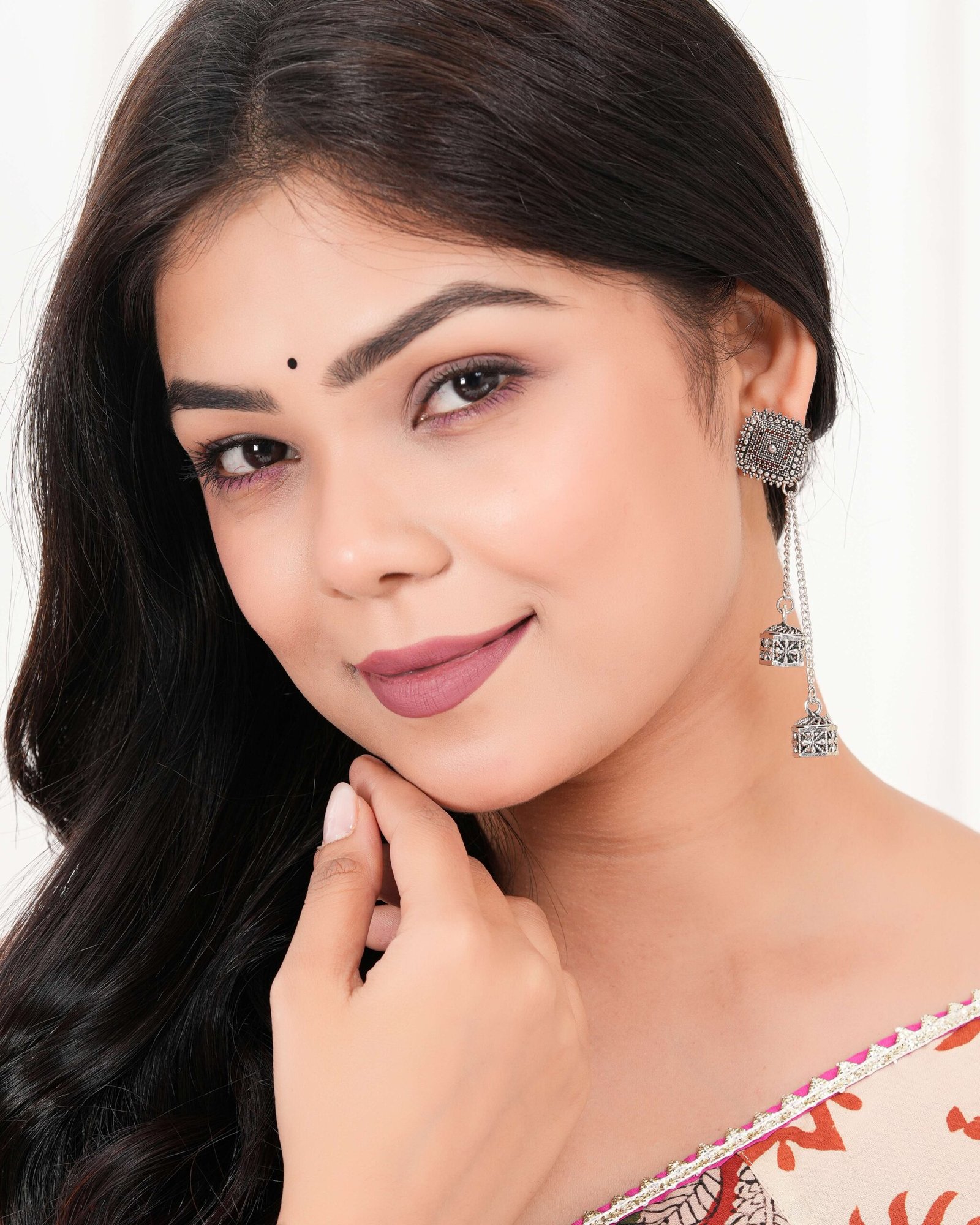 Women's Silver Circle Long Two AZ 838-OXidised Unique Western Earrings for Women Party Wear - Image 2