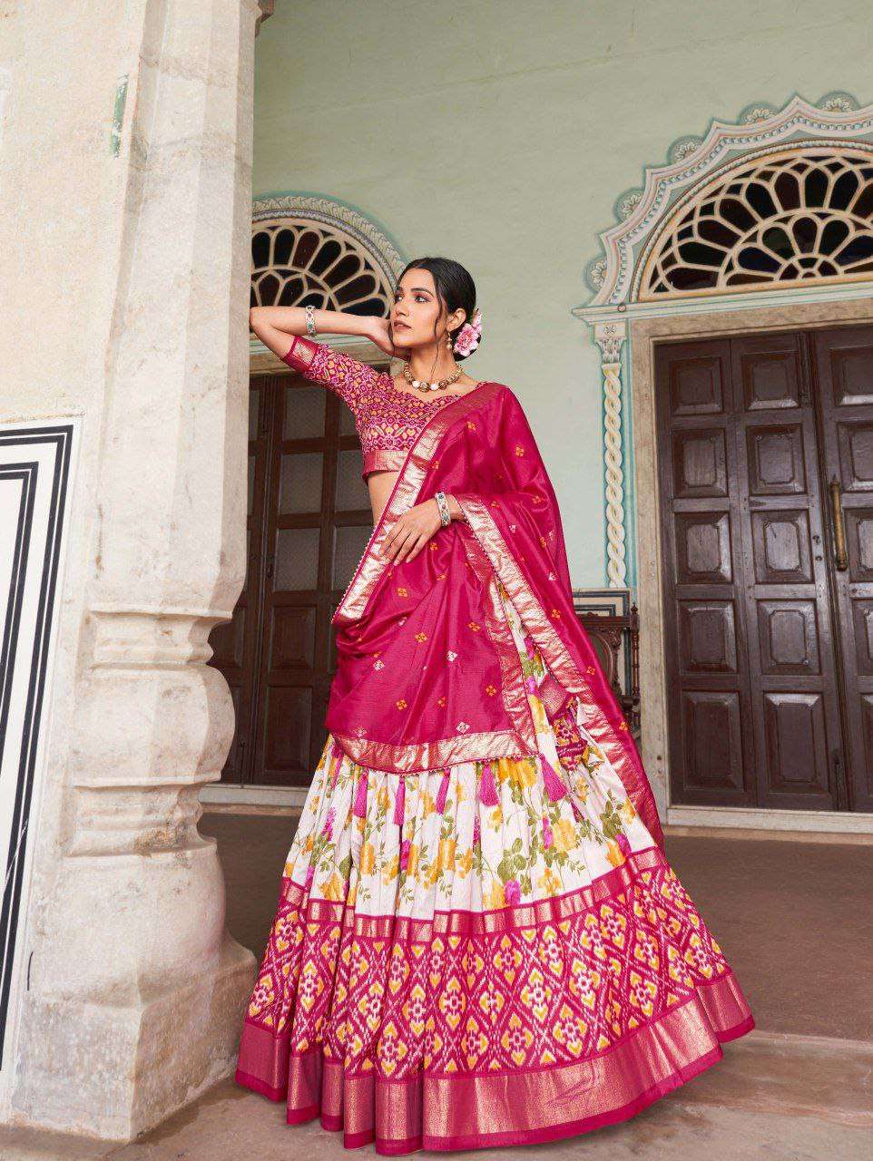 Women's Tussar Silk Patola Print Lehenga Choli with Dupatta | Foil Work Stitched Lehenga Set - Image 11