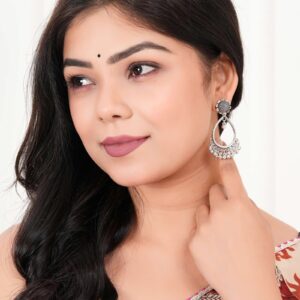 Earrings for Women Traditional Silver AZ 838-OXidised Jhumka Set | German Silver Chand Baliyan & Jhumkas Earrings | Birthday & Anniversary Gift -AZ 838-OX-ER34