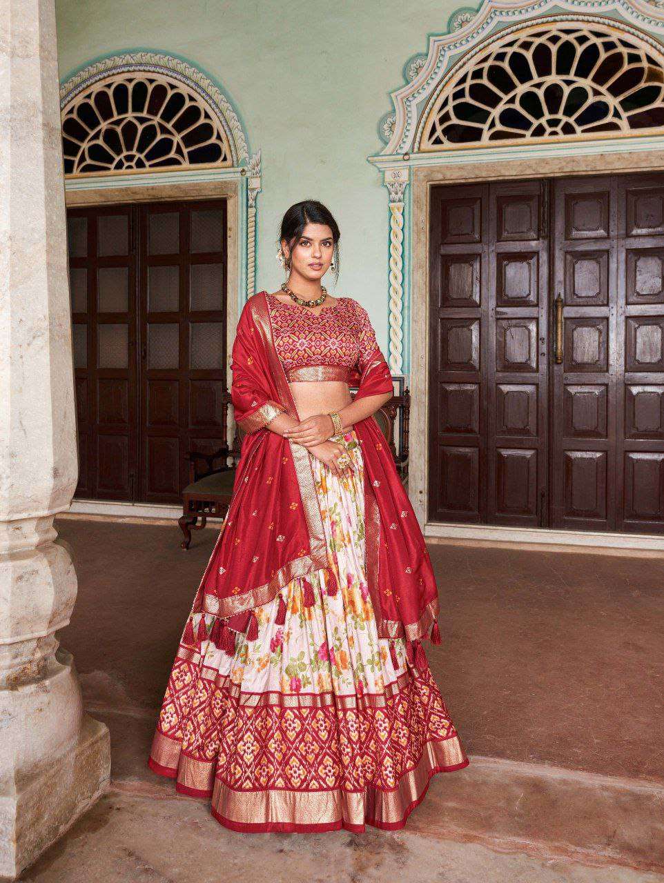 Women's Tussar Silk Patola Print Lehenga Choli with Dupatta | Foil Work Stitched Lehenga Set - Image 7