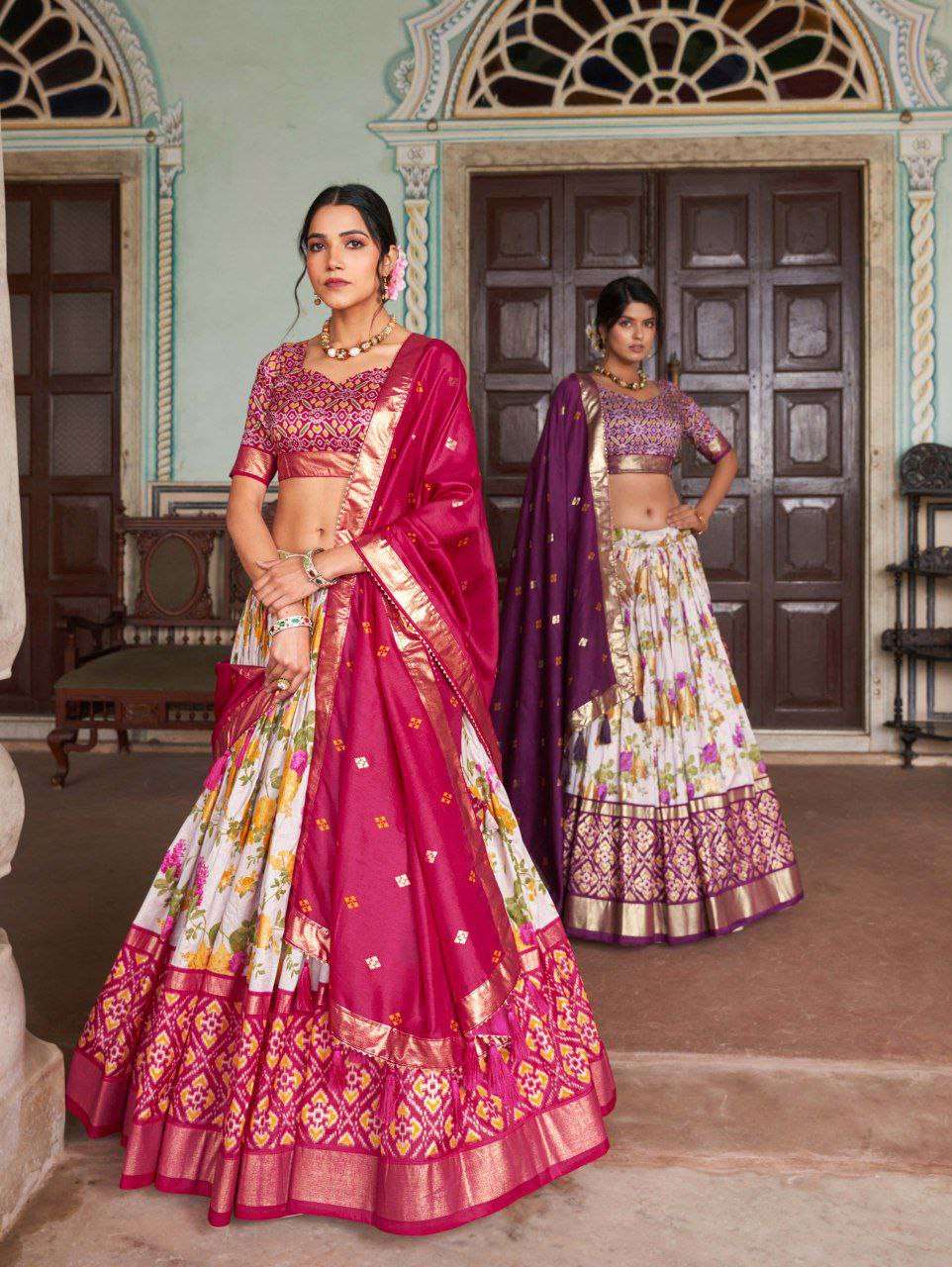 Women's Tussar Silk Patola Print Lehenga Choli with Dupatta | Foil Work Stitched Lehenga Set - Image 13
