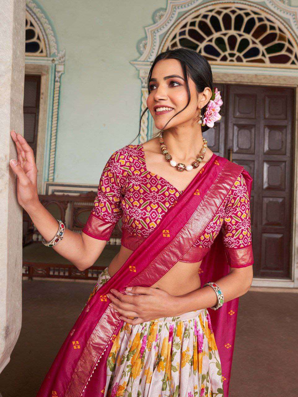 Women's Tussar Silk Patola Print Lehenga Choli with Dupatta | Foil Work Stitched Lehenga Set - Image 12
