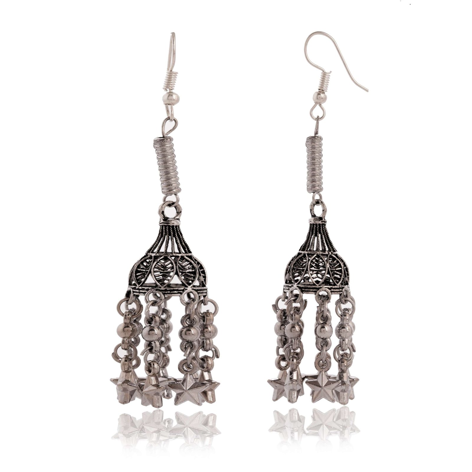 Women's AZ 838-Oxidised Multiple Layer Long Jhumka Earrings for women Nickel Jhumki Earring - Image 2